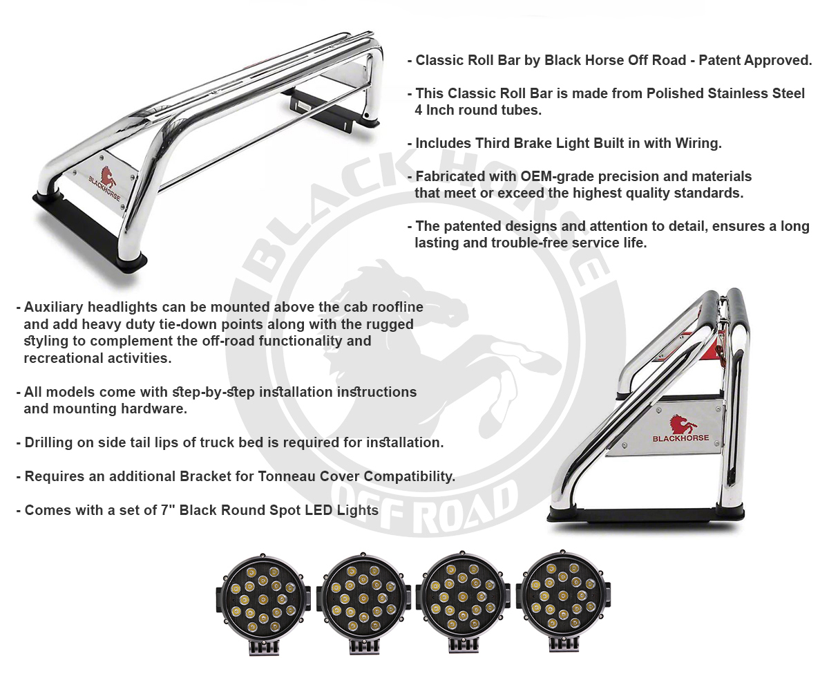 Black Horse CLASSIC Roll Bar Stainless w/7